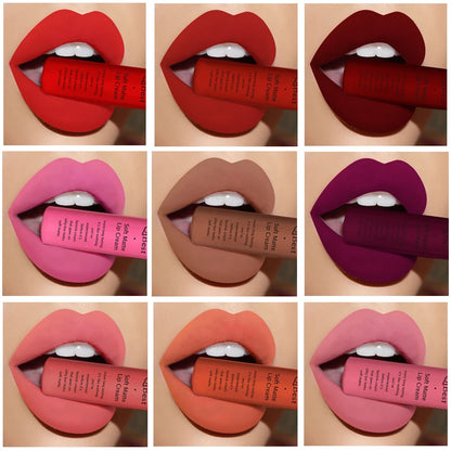 Nude Matte Lip Gloss Long-lasting Velvet Lipstick Waterproof Non-stick Cup Sexy Red Dark Lip Tint Purple Black Lip Glaze Makeup
