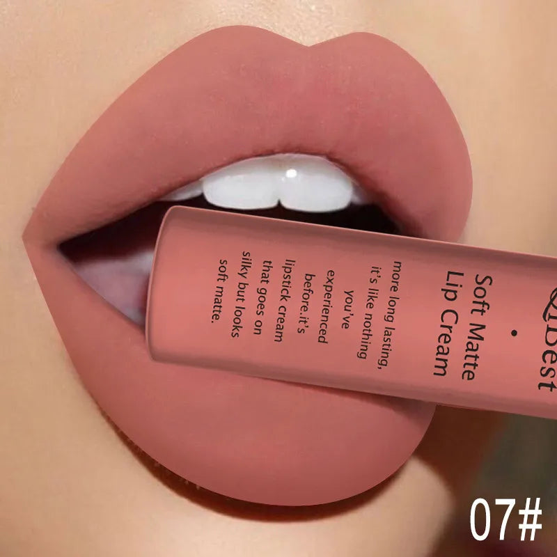 Nude Matte Lip Gloss Long-lasting Velvet Lipstick Waterproof Non-stick Cup Sexy Red Dark Lip Tint Purple Black Lip Glaze Makeup