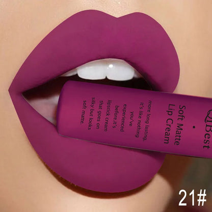 Nude Matte Lip Gloss Long-lasting Velvet Lipstick Waterproof Non-stick Cup Sexy Red Dark Lip Tint Purple Black Lip Glaze Makeup