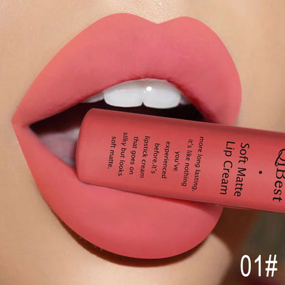 Nude Matte Lip Gloss Long-lasting Velvet Lipstick Waterproof Non-stick Cup Sexy Red Dark Lip Tint Purple Black Lip Glaze Makeup
