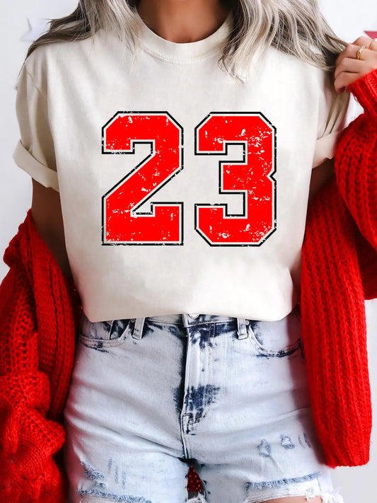 Number 23 Round Neck Casual T Shirt - Merit Sell