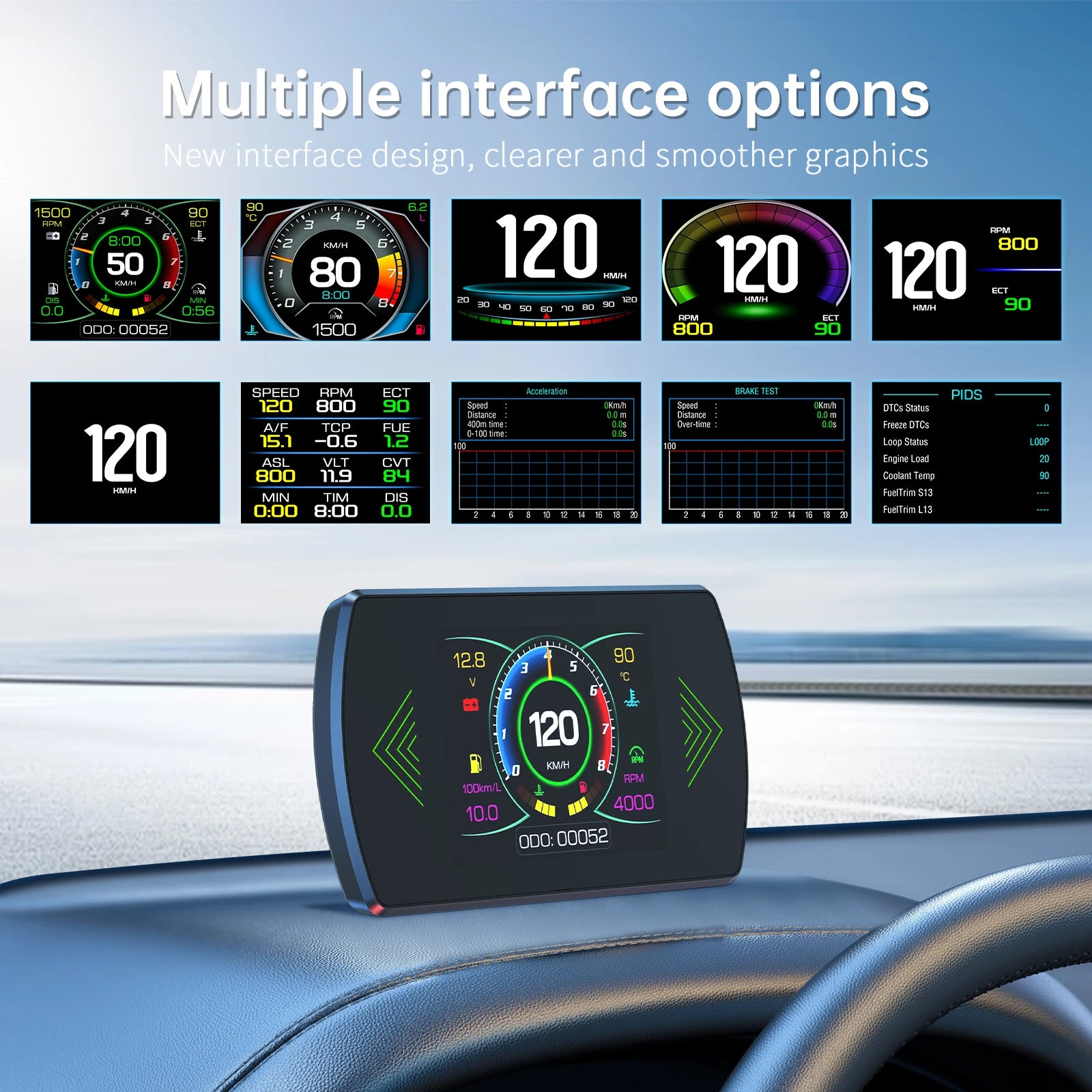 OBD2 Gauge P12 HUD Head Up Display Car Digital Auto Diagnostic Tools Digital Meter Speed RPM Water Temp Fuel consumption Voltage - Merit Sell