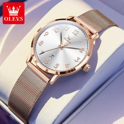 OLEVS New 5653 Women Watch Luxury Brand Quartz Watch Elegant Rose Gold Digital Waterproof Watch HD Simple Bracelet Women Watch - Merit Sell