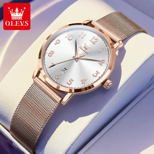 OLEVS New 5653 Women Watch Luxury Brand Quartz Watch Elegant Rose Gold Digital Waterproof Watch HD Simple Bracelet Women Watch - Merit Sell