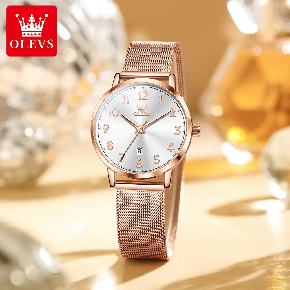 OLEVS New 5653 Women Watch Luxury Brand Quartz Watch Elegant Rose Gold Digital Waterproof Watch HD Simple Bracelet Women Watch - Merit Sell