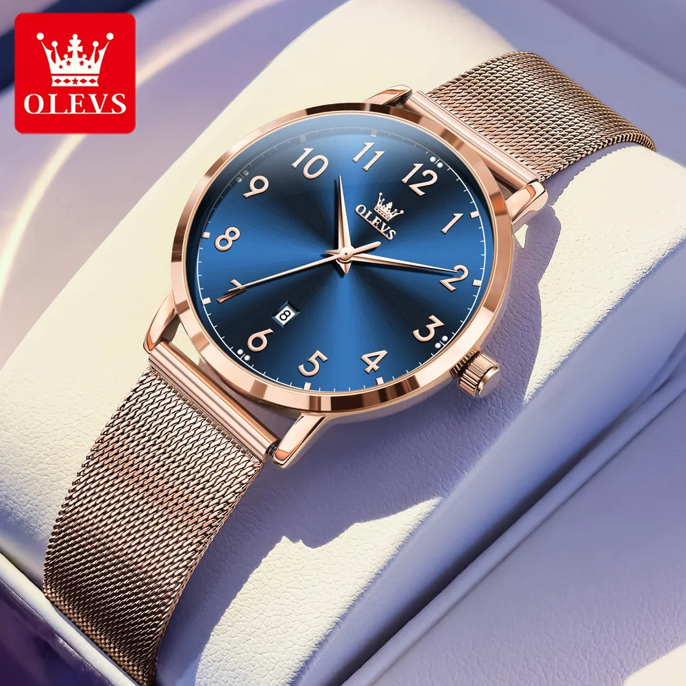 OLEVS New 5653 Women Watch Luxury Brand Quartz Watch Elegant Rose Gold Digital Waterproof Watch HD Simple Bracelet Women Watch - Merit Sell