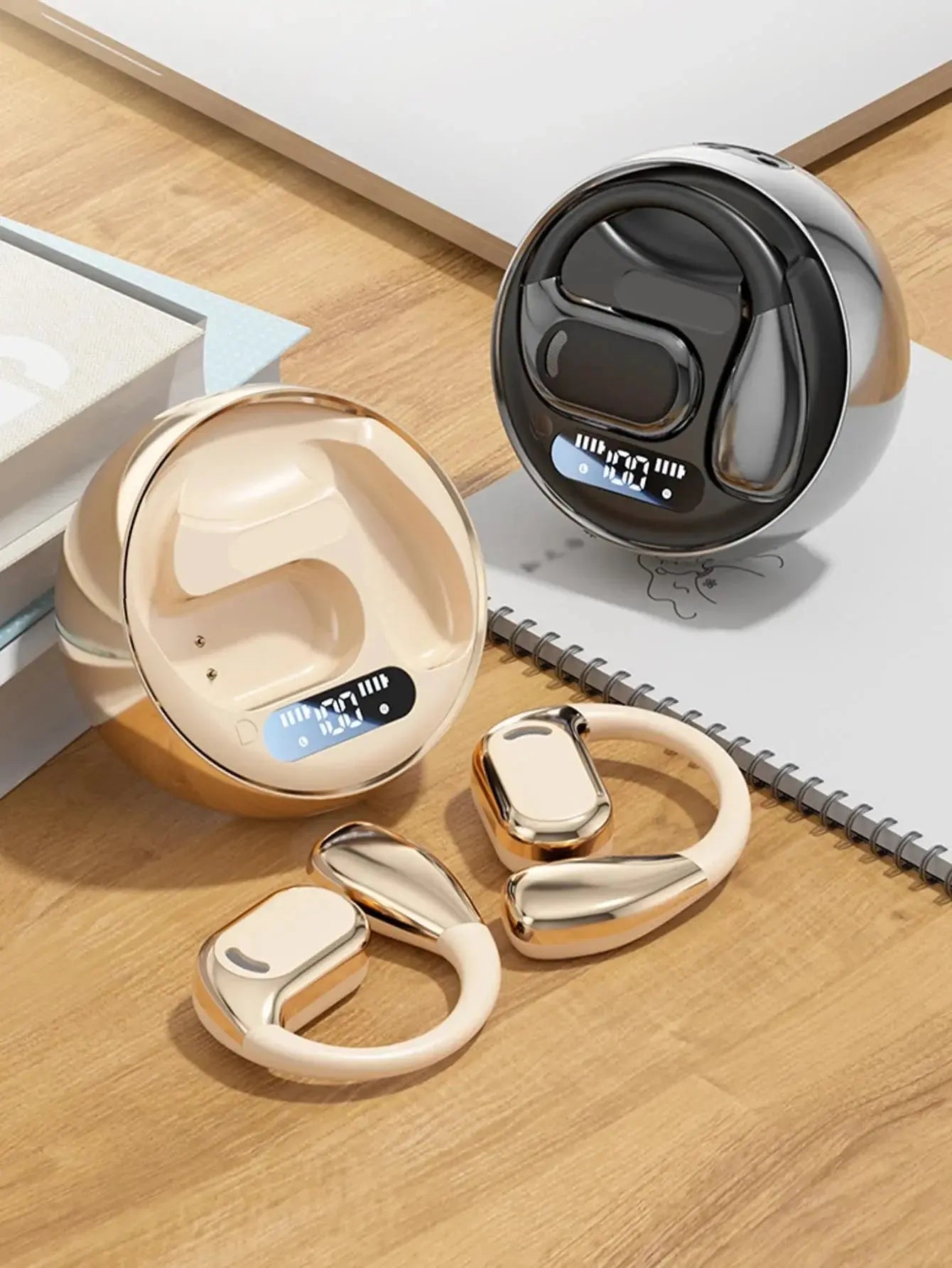 Open Ear Bluetooth 5.4 Headphones 72H Battery Life with LED Display Noise Canceling Wireless Earbuds Audífonos for Sport Running - Merit Sell