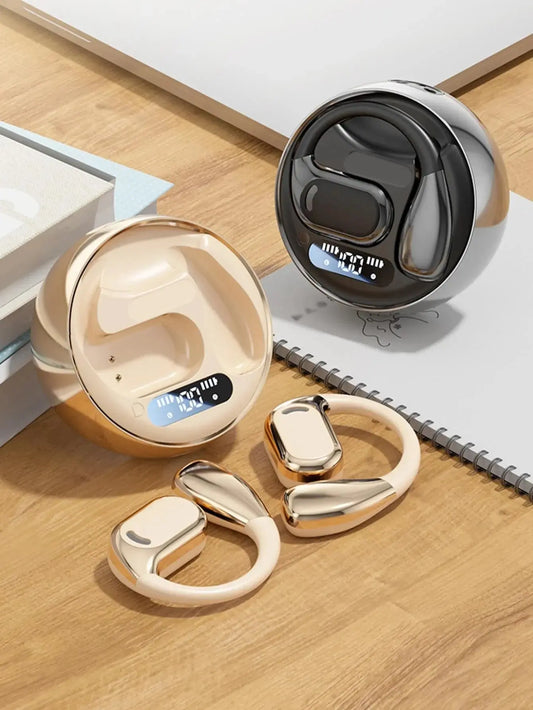 Open Ear Bluetooth 5.4 Headphones 72H Battery Life with LED Display Noise Canceling Wireless Earbuds Audífonos for Sport Running - Merit Sell