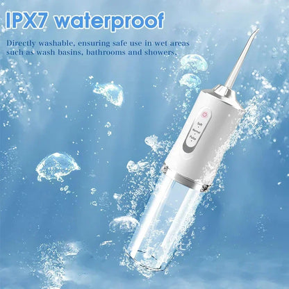 Oral Irrigator Portable Dental Water Flosser USB Rechargeable Water Jet Floss Tooth Pick 4 Jet Tip 220ml 3 Modes IPX7 1400rpm - Merit Sell
