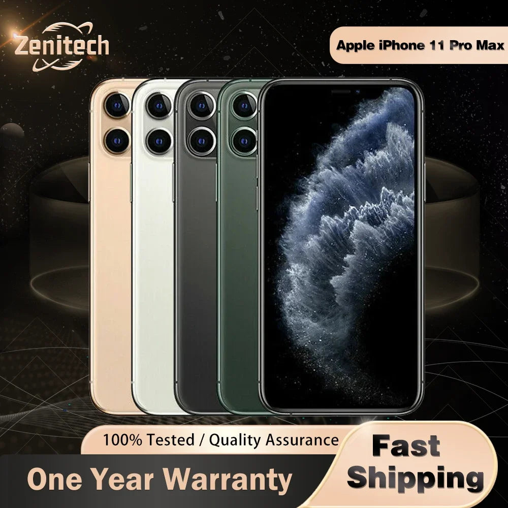 Original Apple iPhone 11 Pro Max Used Mobile phone 64GB 256GB 6.5" Super Retina XDR OLED Face ID A13 Bion 11 promax - Merit Sell