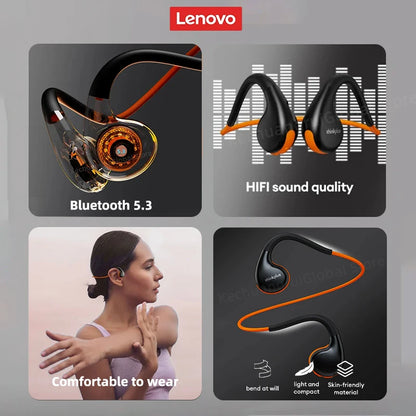 Original Lenovo X7 Air Conduction Headphone Wireless Bluetooth 5.3 Earphones Bone Conduction Sports Headset Outdoor EarHook Mic - Merit Sell