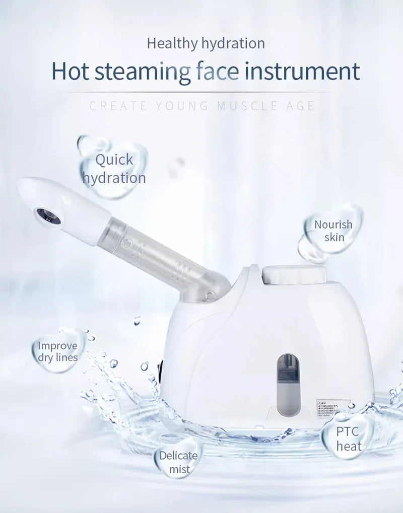 Ozone Facial Steamer Warm Mist Humidifier for Face Deep Cleaning Vaporizer Sprayer Salon Home Spa Skin Care Whitening - Merit Sell