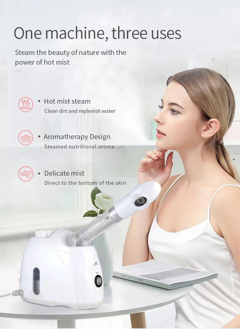 Ozone Facial Steamer Warm Mist Humidifier for Face Deep Cleaning Vaporizer Sprayer Salon Home Spa Skin Care Whitening - Merit Sell