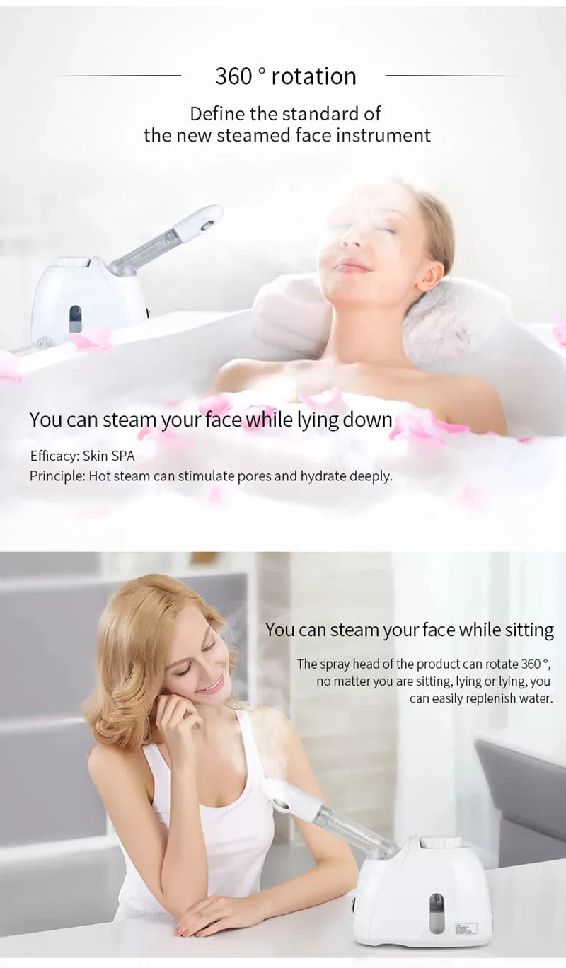 Ozone Facial Steamer Warm Mist Humidifier for Face Deep Cleaning Vaporizer Sprayer Salon Home Spa Skin Care Whitening - Merit Sell