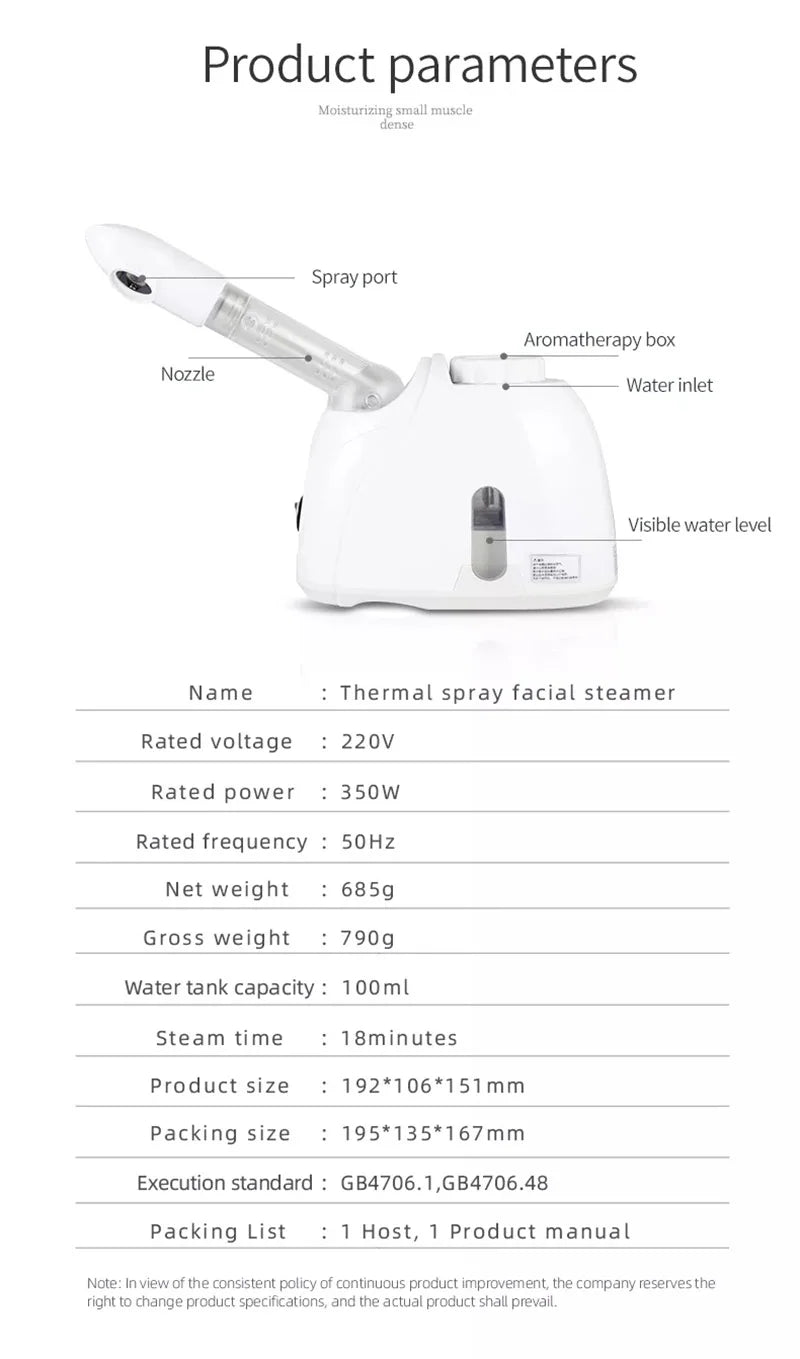 Ozone Facial Steamer Warm Mist Humidifier for Face Deep Cleaning Vaporizer Sprayer Salon Home Spa Skin Care Whitening - Merit Sell