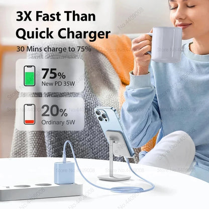 PD 35W USB C Fast Charger For Apple iPhone 16 15 14 13 12 11 Pro Max Fast Charging USB C Type C Charger Cable Phone Accessories - Merit Sell