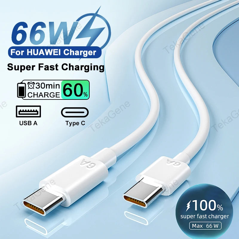 PD 66W Fast Charging Cable USB Type C Cable For iPhone 16 15 Pro Max Xiaomi 13 Huawei P30 Notebook USB A to Type C Cable - Merit Sell