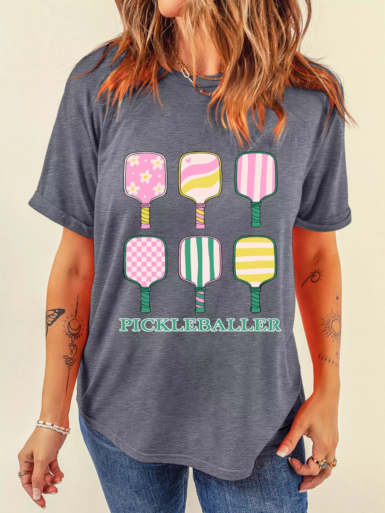 PICKLEBALLER Playful Bats Printed Casual T Shirt - Merit Sell