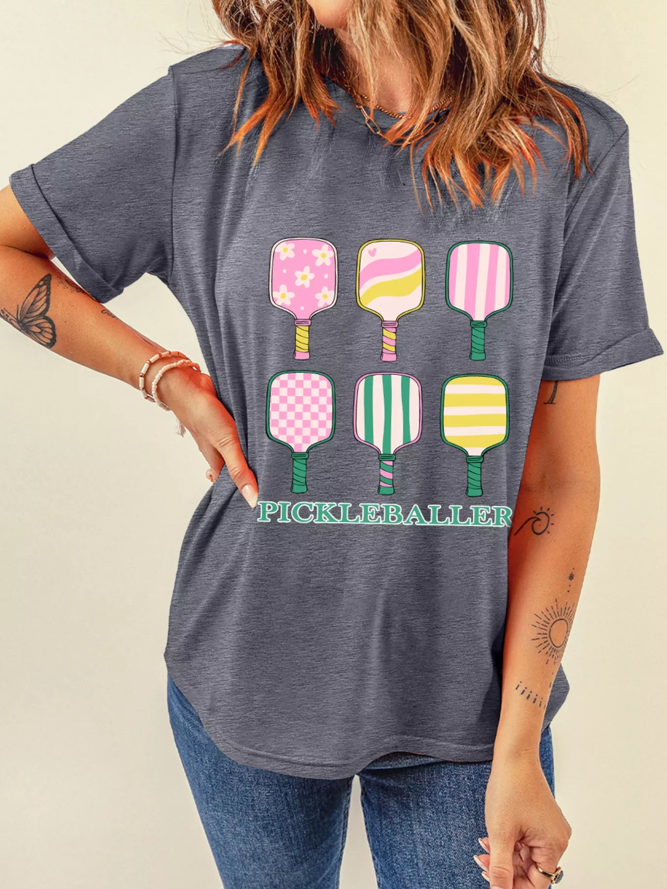 PICKLEBALLER Playful Bats Printed Casual T Shirt - Merit Sell