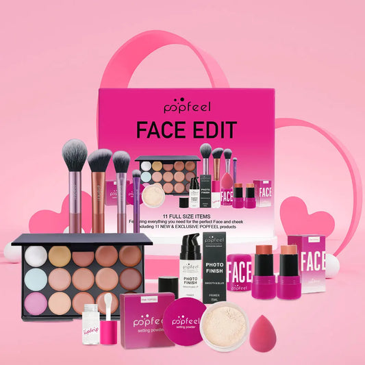 POPFEEL All In One Makeup Kit Eyeshadow Powder Lipgloss Lipoil,Valentine's Day Gift for Girls Women - Merit Sell