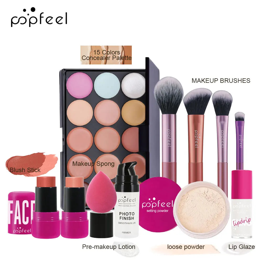 POPFEEL All In One Makeup Kit Eyeshadow Powder Lipgloss Lipoil,Valentine's Day Gift for Girls Women - Merit Sell
