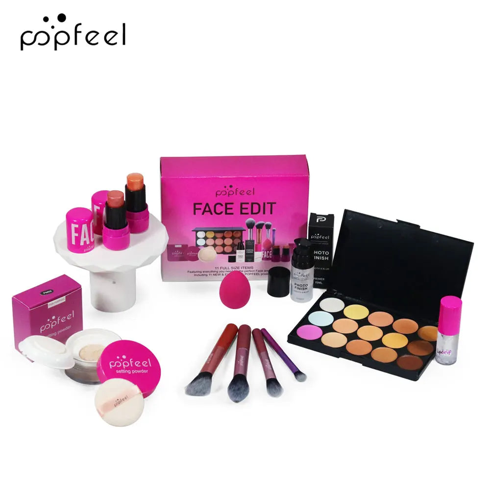 POPFEEL All In One Makeup Kit Eyeshadow Powder Lipgloss Lipoil,Valentine's Day Gift for Girls Women - Merit Sell