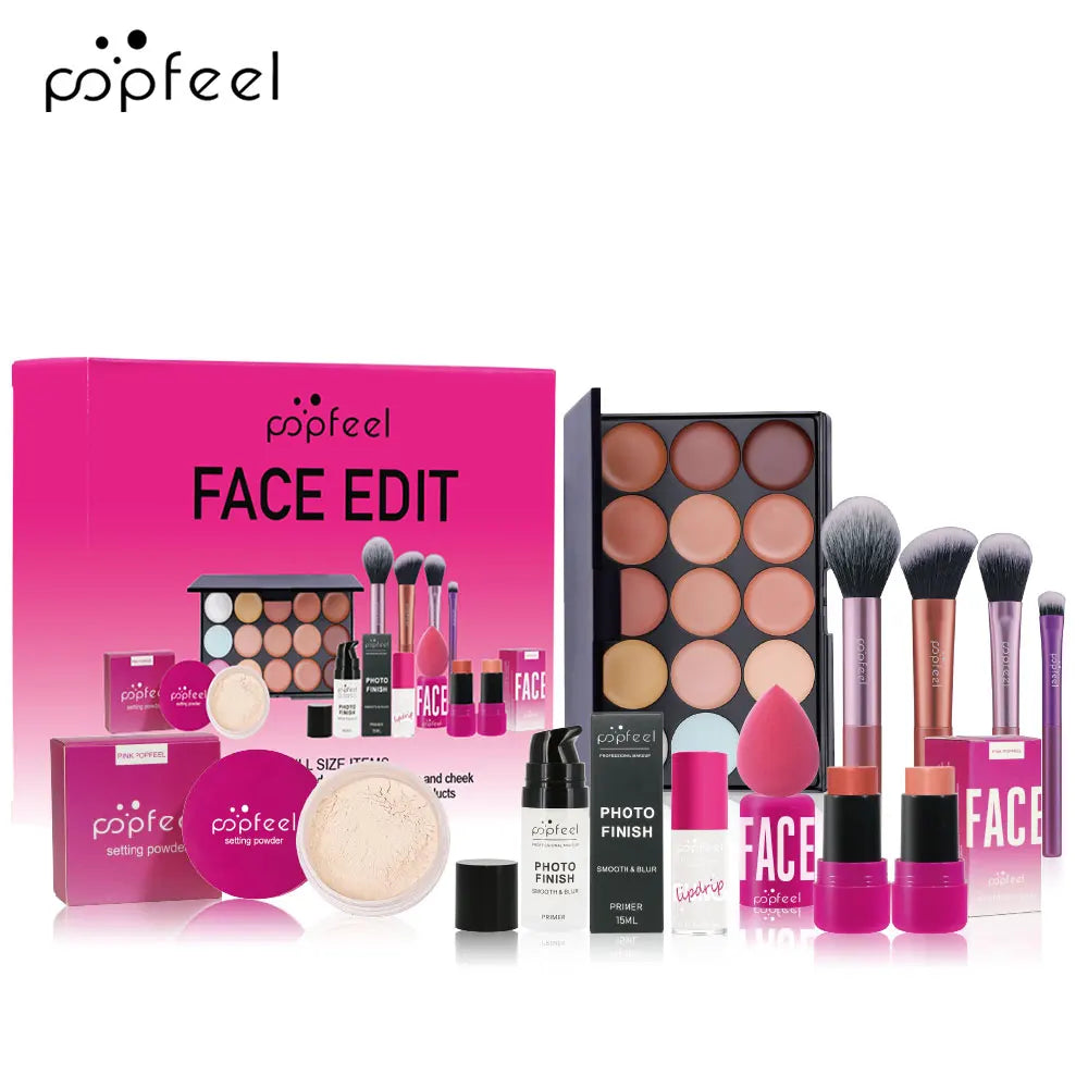 POPFEEL All In One Makeup Kit Eyeshadow Powder Lipgloss Lipoil,Valentine's Day Gift for Girls Women - Merit Sell