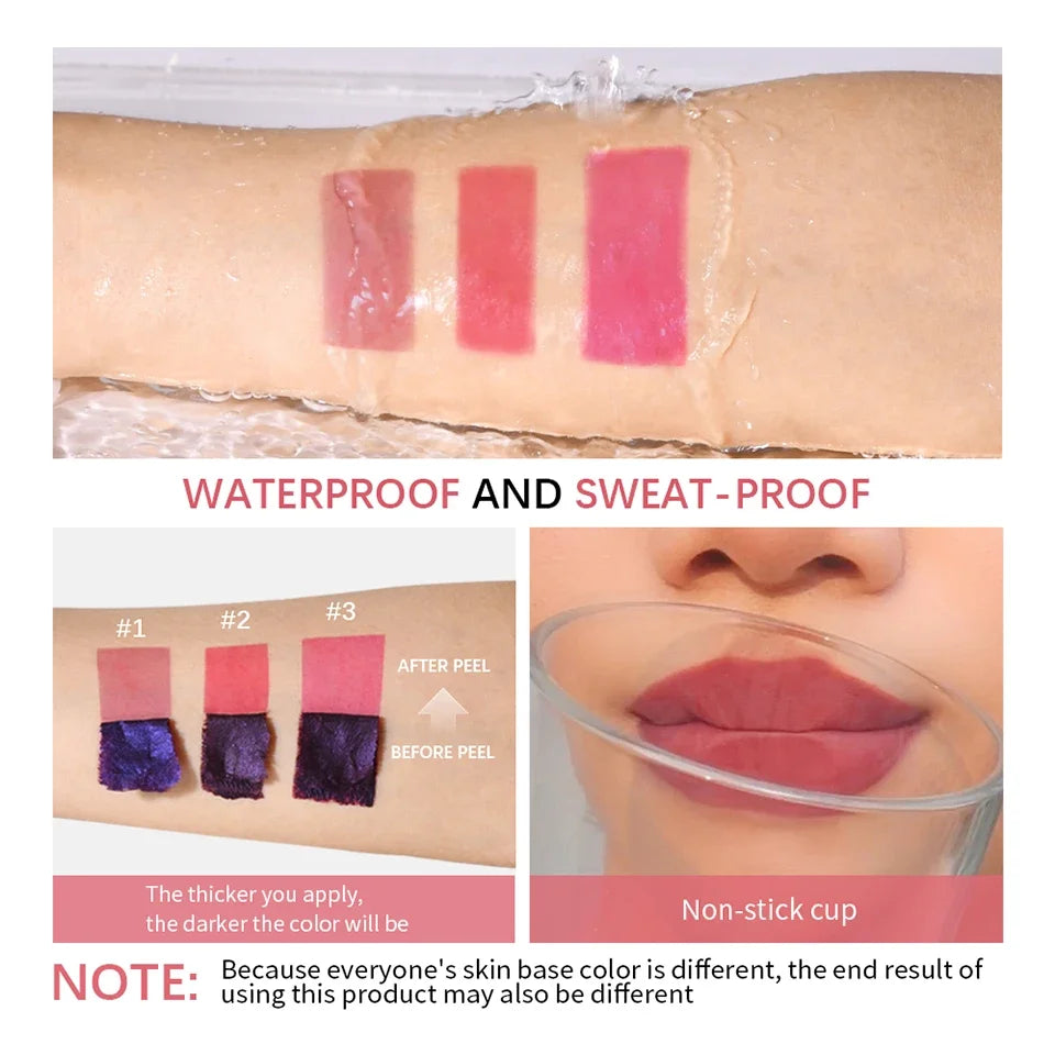 Peel Off Lip Stain Reveal Long Lasting Waterproof Pink Lip Tint Transfer Proof Non-stick Cup Natural Lip Stain Women's Cosmetics - Merit Sell