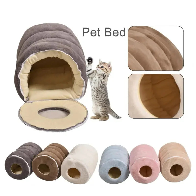 Pet Nest Cocoon Shape Closed Cat Nest Small Dog Bed Plush Soft Puppy Cats Cave Winter Warm Sleeping Bed Removable Cover Supplies - Merit Sell