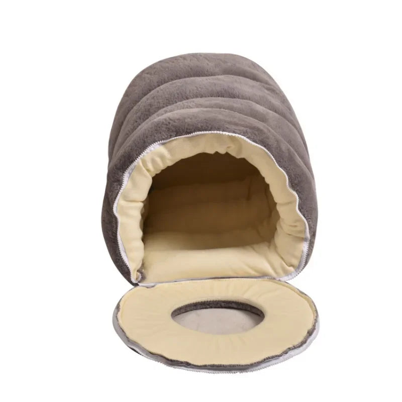 Pet Nest Cocoon Shape Closed Cat Nest Small Dog Bed Plush Soft Puppy Cats Cave Winter Warm Sleeping Bed Removable Cover Supplies - Merit Sell