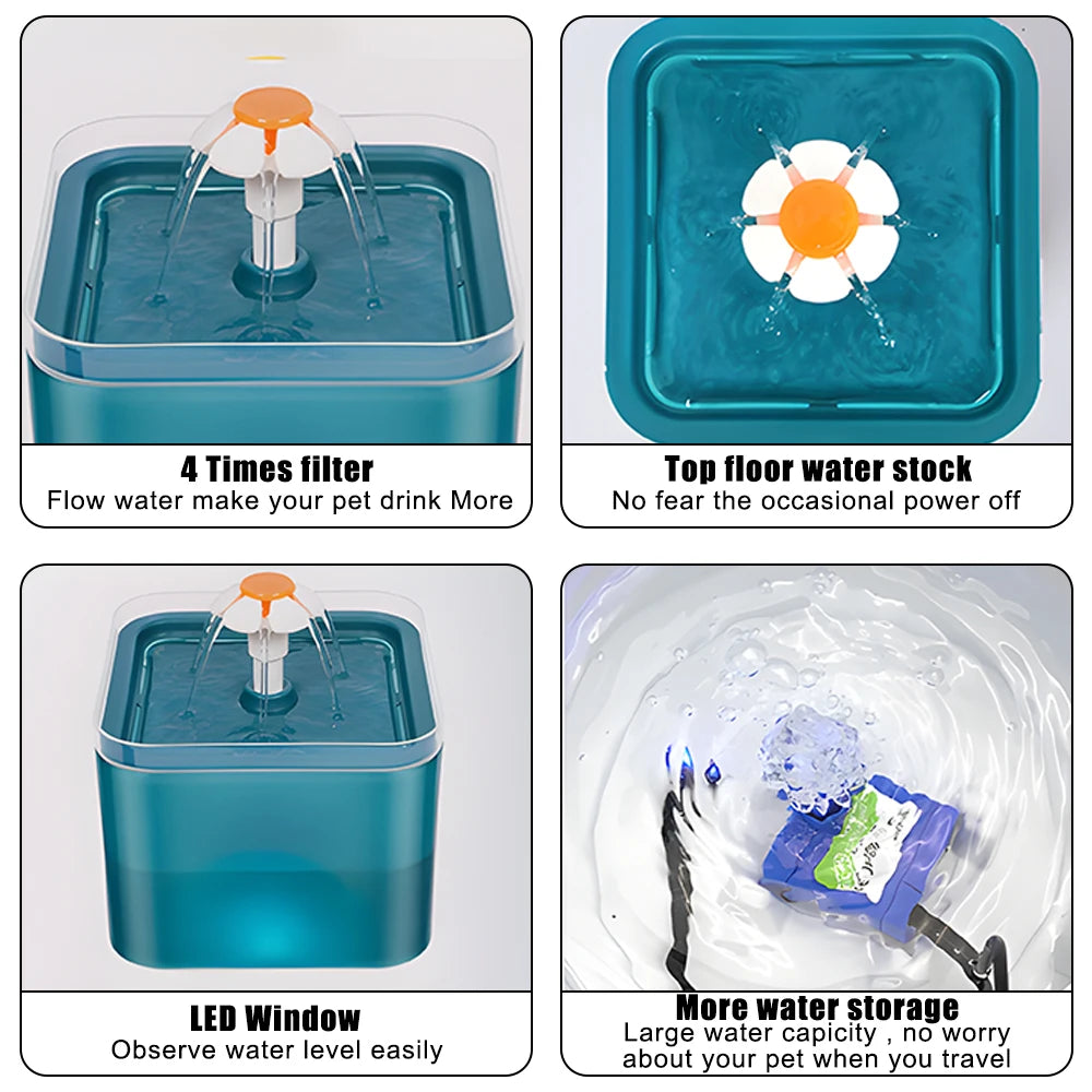 Pet Water Dispenser with Recirculate Filtring Cat Drinking Fountain USB Charging for Fresh Water with LED Lighting Automatic - Merit Sell