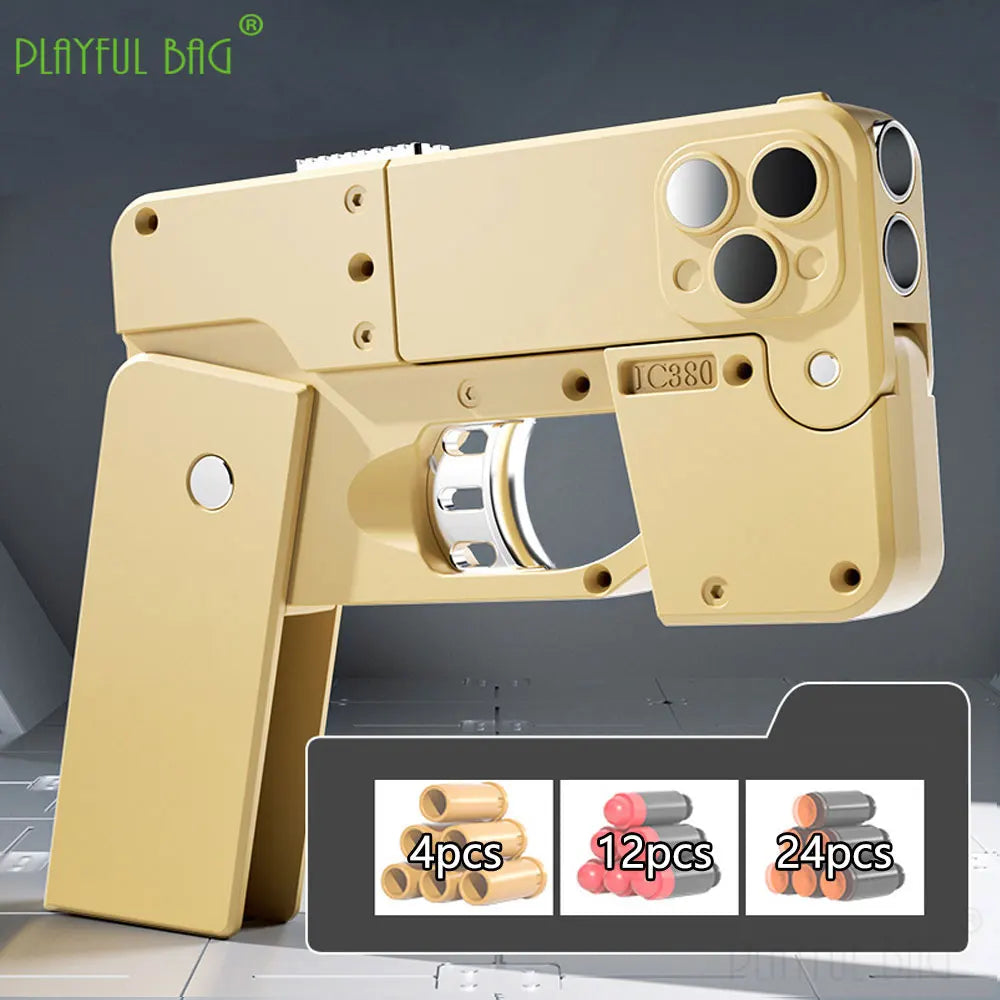 Phone 15 15Pro 15Pro Max Folding Mobile Phone Soft Bullet Launcher Mini Portable Toy Gun Model Adult Games Toy M4 AR15 AK ZG282 - Merit Sell