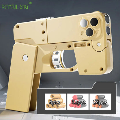 Phone 15 15Pro 15Pro Max Folding Mobile Phone Soft Bullet Launcher Mini Portable Toy Gun Model Adult Games Toy M4 AR15 AK ZG282 - Merit Sell