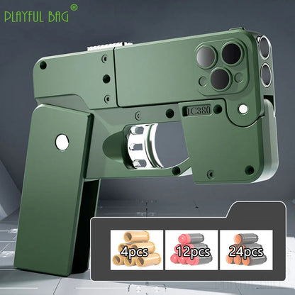 Phone 15 15Pro 15Pro Max Folding Mobile Phone Soft Bullet Launcher Mini Portable Toy Gun Model Adult Games Toy M4 AR15 AK ZG282 - Merit Sell