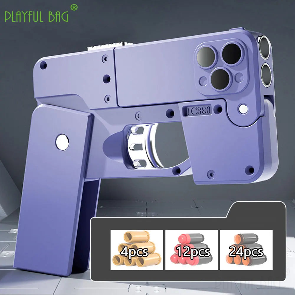 Phone 15 15Pro 15Pro Max Folding Mobile Phone Soft Bullet Launcher Mini Portable Toy Gun Model Adult Games Toy M4 AR15 AK ZG282 - Merit Sell