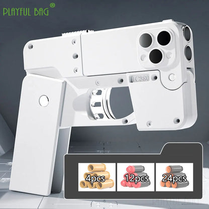 Phone 15 15Pro 15Pro Max Folding Mobile Phone Soft Bullet Launcher Mini Portable Toy Gun Model Adult Games Toy M4 AR15 AK ZG282 - Merit Sell