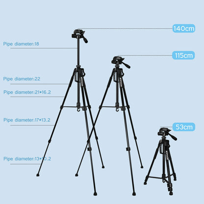 Phone Travel Self Tripod Aluminum Tall 55” 140CM Stand With Quick Plates Mount Pan Head For Canon Nikon DSLR SLR Digital Camera - Merit Sell
