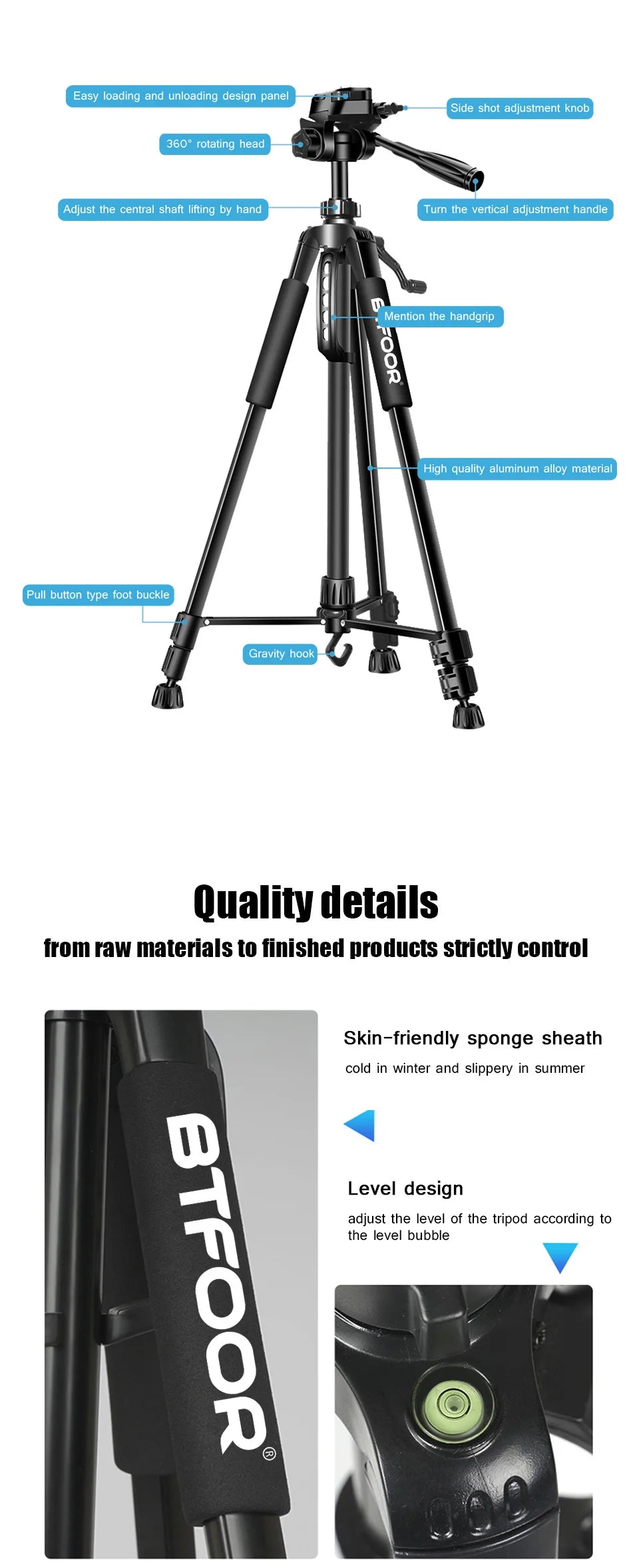 Phone Travel Self Tripod Aluminum Tall 55” 140CM Stand With Quick Plates Mount Pan Head For Canon Nikon DSLR SLR Digital Camera - Merit Sell