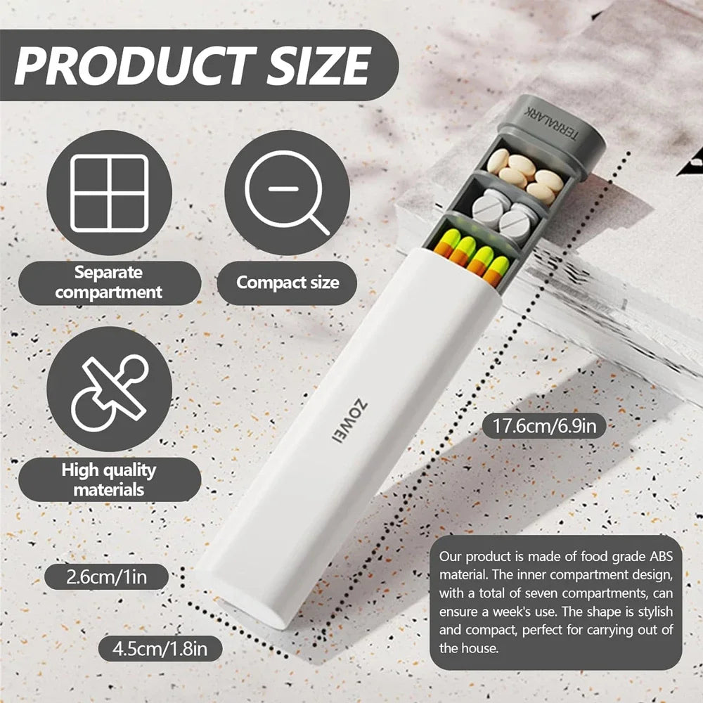 Pill Organizer Box 7 Day, Weekly Travel Pill Case Holder, Daily Pocket Pharmacy Dispenser Container for Pills, Vitamins Medicine - Merit Sell