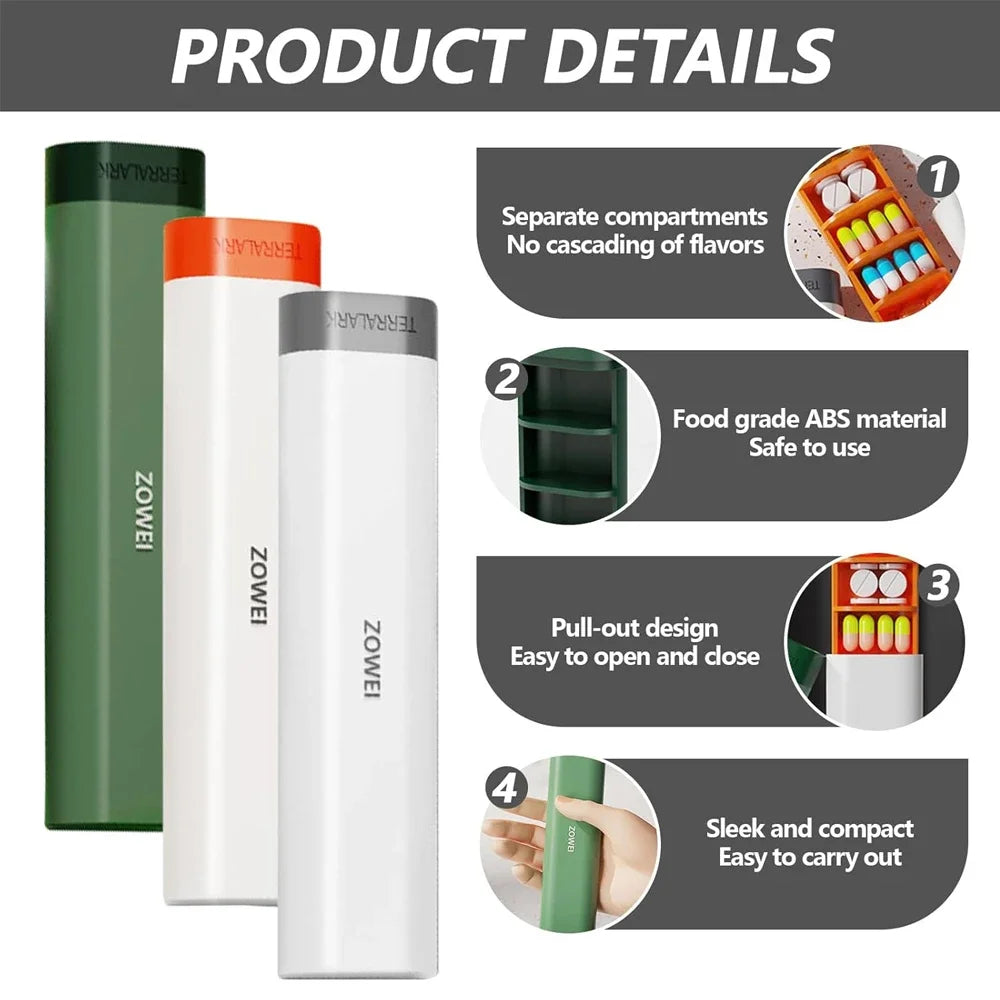 Pill Organizer Box 7 Day, Weekly Travel Pill Case Holder, Daily Pocket Pharmacy Dispenser Container for Pills, Vitamins Medicine - Merit Sell