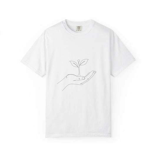 Plant Handline T-Shirt — Minimalist Eco Growth Tee Merit Sell