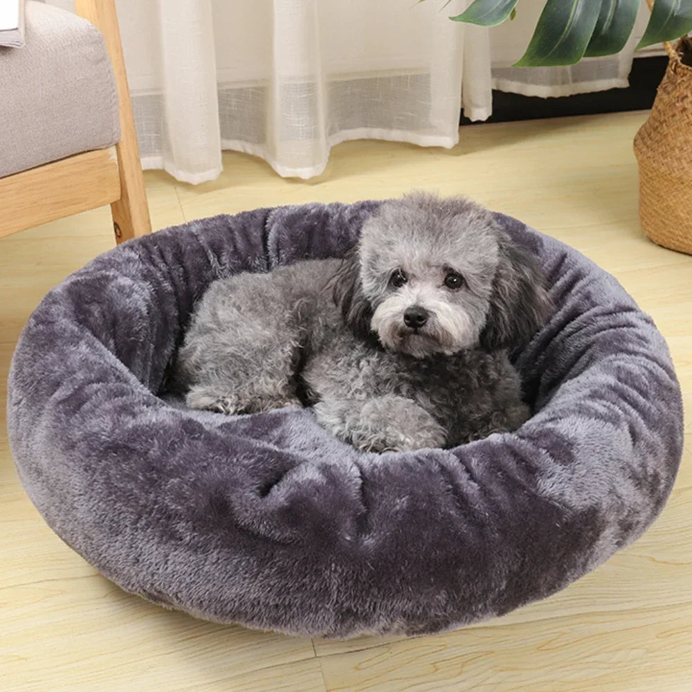 Plush Pet Nest for Winter, Warm & Comfortable Round Sleeping Bed for Dog & Cat, Soft Cozy Nest, Random Color - Merit Sell