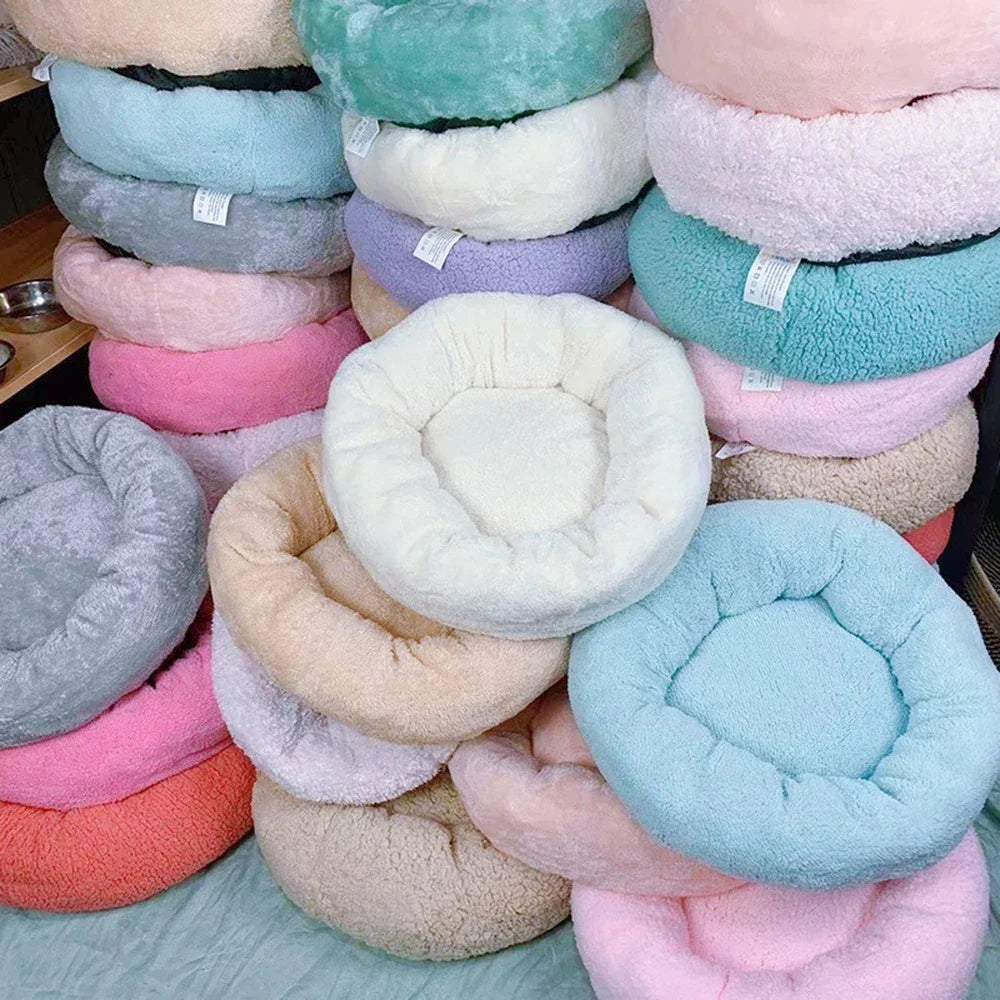 Plush Pet Nest for Winter, Warm & Comfortable Round Sleeping Bed for Dog & Cat, Soft Cozy Nest, Random Color - Merit Sell