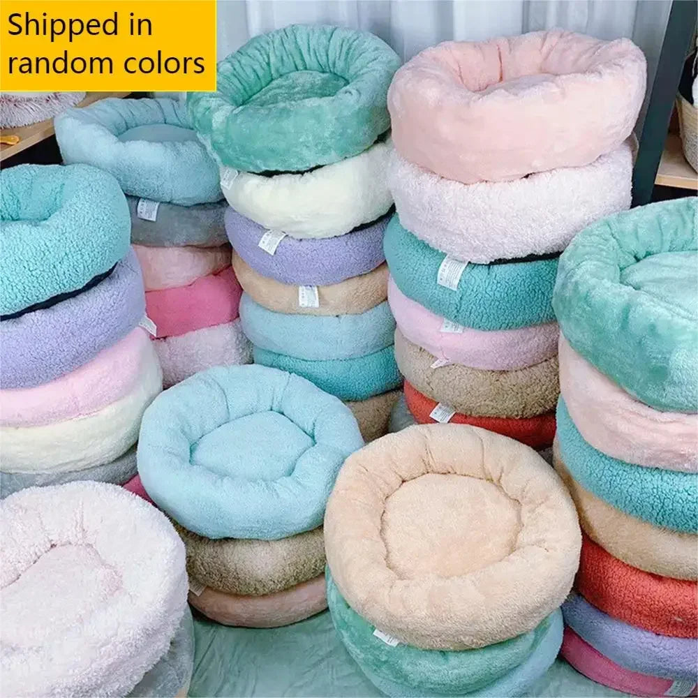 Plush Pet Nest for Winter, Warm & Comfortable Round Sleeping Bed for Dog & Cat, Soft Cozy Nest, Random Color - Merit Sell