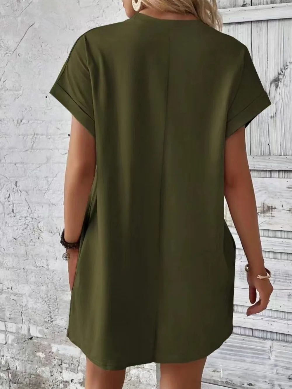 Pocketed Round Neck Short Sleeve Dress - Merit Sell