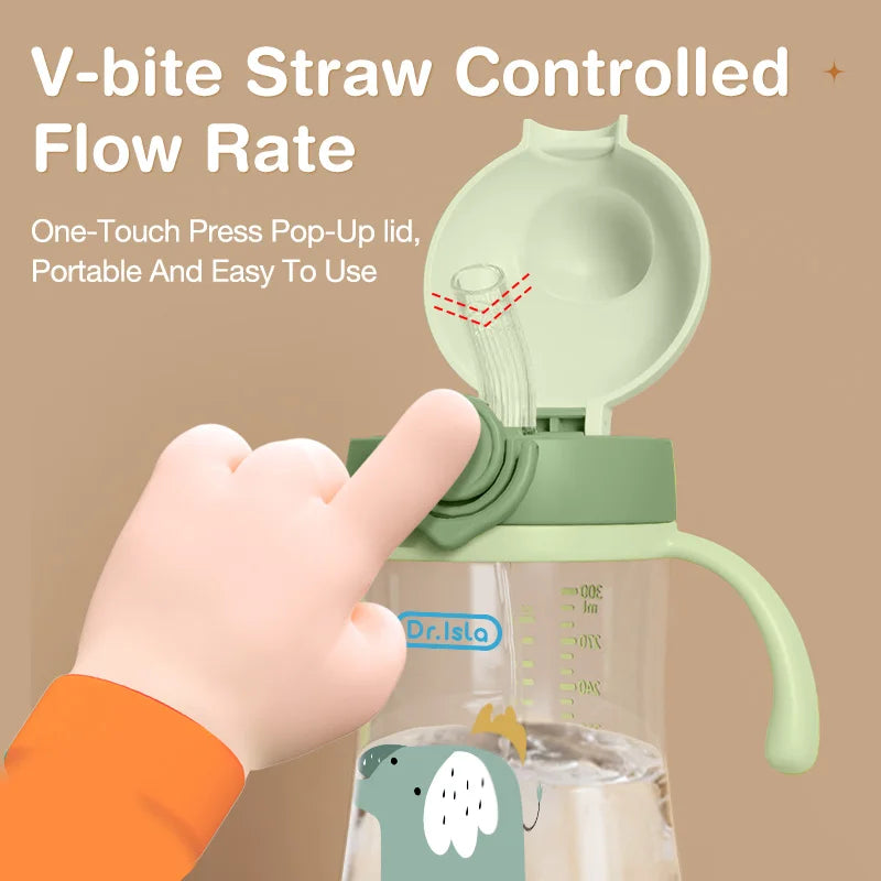 Portable Baby Water Bottles 300ml Baby Feeding Cup With Straw Children Learn Feeding Drinking Bottle Kids Training Cups BPA Free - Merit Sell