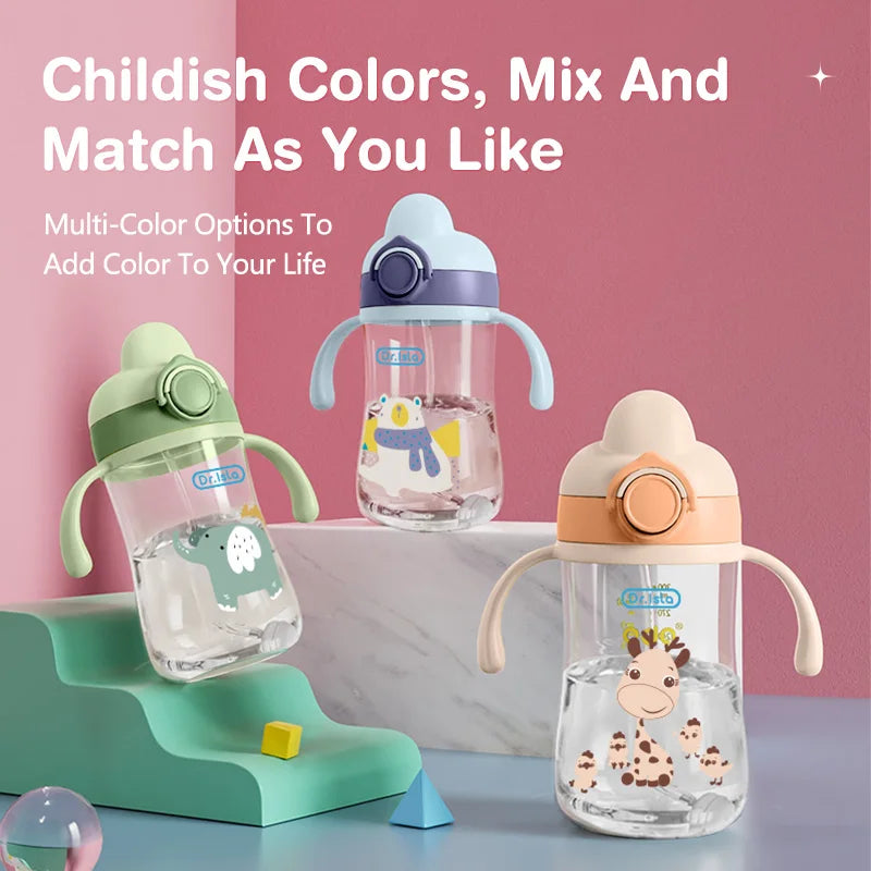 Portable Baby Water Bottles 300ml Baby Feeding Cup With Straw Children Learn Feeding Drinking Bottle Kids Training Cups BPA Free - Merit Sell