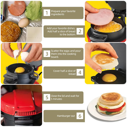 Portable Burger Sandwich Omelette Toaster Maker Breakfast Sandwich Hamburger Maker with Egg Cooker Ring Non Stick for Pancakes - Merit Sell