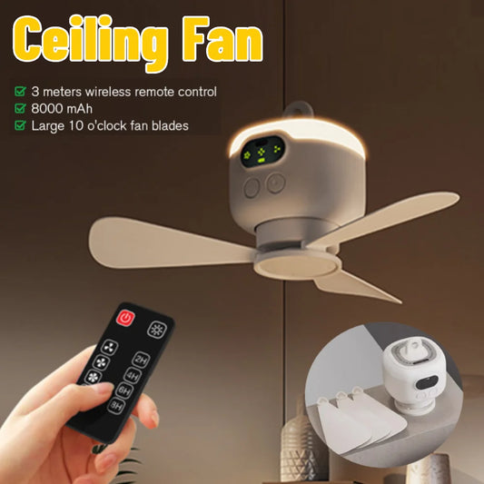 Portable Ceiling Fan Light Rechargeable Camping Fan with Remote Control Outdoor Fan for Outdoor Camping Dorm - Merit Sell