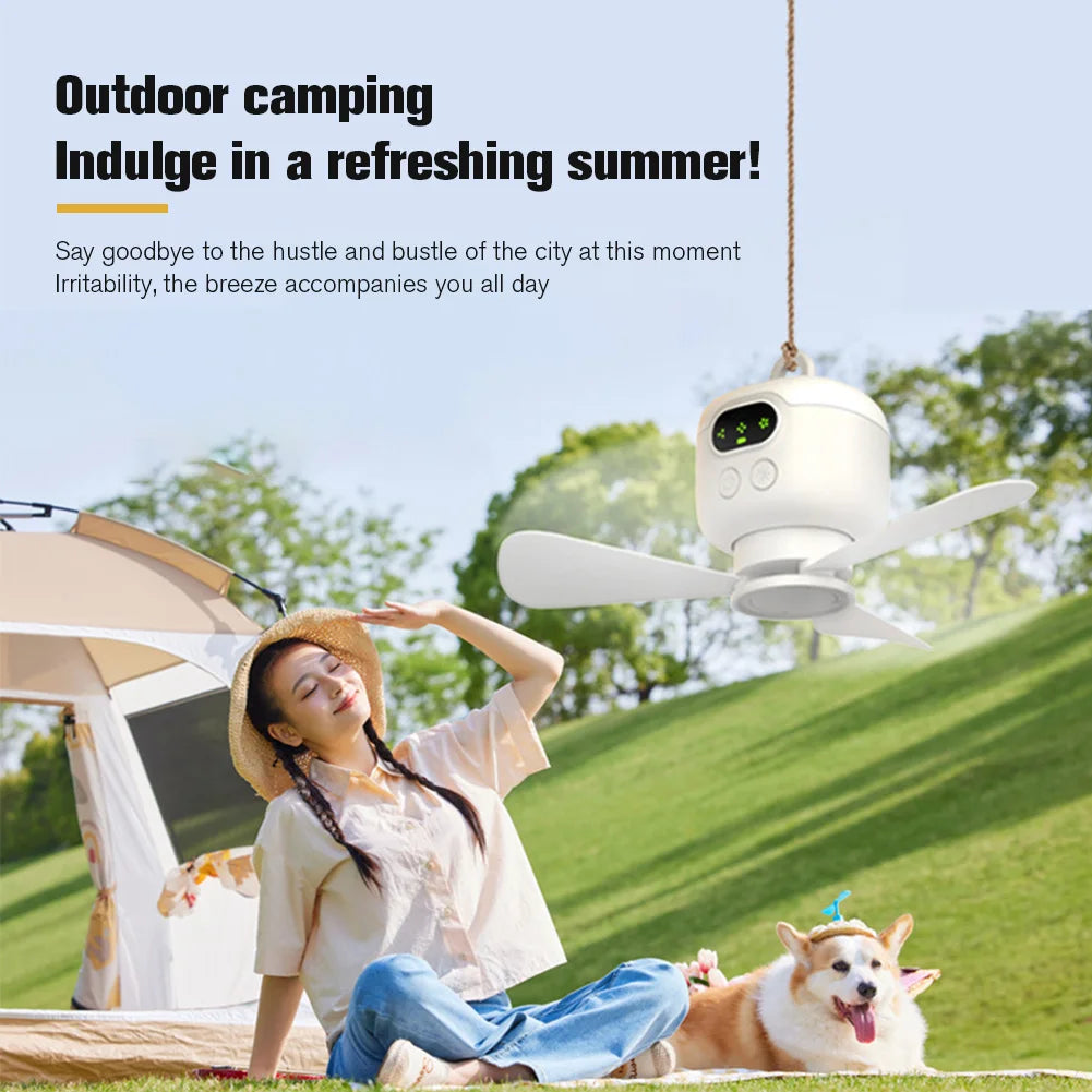 Portable Ceiling Fan Light Rechargeable Camping Fan with Remote Control Outdoor Fan for Outdoor Camping Dorm - Merit Sell